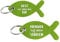 BUSDUGA 4267 Schlüsselanhänger Fisch 2 Stück je 8x4cm grün, Gott ist stets bei dir & Vertraue auf deine Stärken, Taschenanhänger Glücksbringer(2er Set)