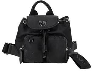 Pinko Damen Vagabond Backpack Mini Recycled Nylon Tasche, Z99b_Nero Limousine Block Colour