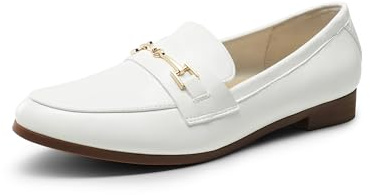 DREAM PAIRS Mocassins plats pour femme, Blanc-PU, 9