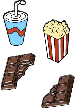 PACKOVE 4 Stück Popcorn-brosche Neuheit Emaille Rucksack Mini Wäscheklammer Cola-brosche Mini-rucksack Bekleidungszubehör Hut Schokolade Legierungsmaterial Revers