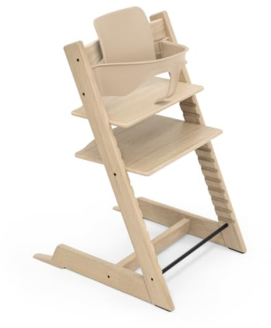 Seggiolone Tripp Trapp di Stokke, Oak Natural - Include Sedia + Baby Set 2 per bambini tra 6-36 mesi - Regolabile, Ergonomico e Facile da pulire