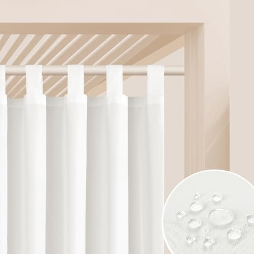 ROOM99 Outdoorvorhäng mit Schlaufen Garden Line 155 x 220 cm Breite x Höhe Outdoor Vorhang wetterfest Wasserdicht Sichtschutz Sonnenschutz Gardinen Garten Winddicht Ecru, 1 Stück