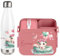wolga-kreativ Set personalisierte Vesperdose und Kinderflasche für Mädchen Baby Katze Motiv - Bento Box mit Fächern und Unterteilungen – Brotdose für Schule und Kindergarten