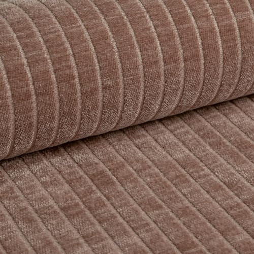 Heko Panels Tissu d'ameublement, aspect velours côtelé, vendu au mètre, pour couture, tissu d'ameublement, résistance à l'abrasion, 35000 cycles, PER75/5 cm, pièce de motif 5 x 5 cm, vieux rose Lera