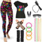 80er 90er Jahre Outfit Damen Set, Aerobic Outfit 80er 90er Damen Set, 15 Stück 80er 90er Neon Party Outfit Damen Accessoires Set mit Bunte Leggings, netzshirt, T-shirt für Karneval, Mottoparty.