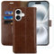 MONASAY for iPhone 16 Plus 5G Wallet Case,[Glass Screen Protector Included] [RFID Blocking] Flip Folio Leather Cell Phone Cover with Credit Card Holder, 6.7-inch, Brown