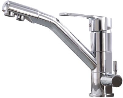 Zeffrary Robinet de cuisine à 3 voies,Robinet de cuisine pivotant à 360°,Mélangeur d'évier avec bec flexible, G3/8 Pouces (Chrome)