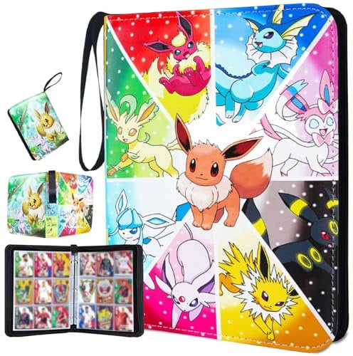 Trading Card Binder 9 Pocket, Fits 900 Cards Zipper Carrying Case Binder Album with 50 Removable Sleeves, PU Leather Card Binder Folder Storage Organizer for Kids Adult Birthday Gifts (900 Pockets)