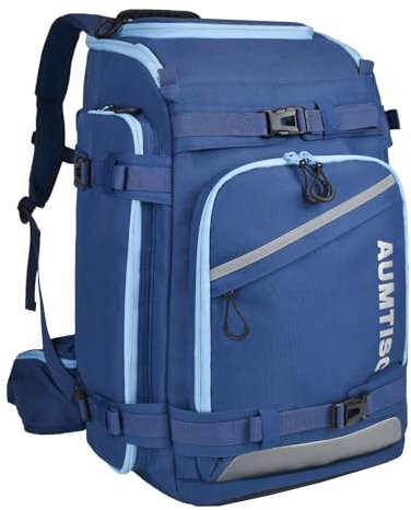 AUMTISC Skischuh-Rucksack, gepolsterte Skischuhtaschen und Helmtaschen für Flugreisen, Skiausrüstung, Schutzbrillen, Handschuhe, Ski und Snowboards