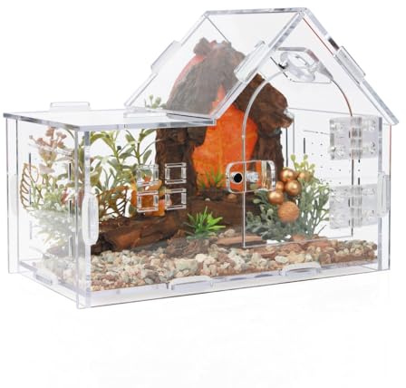 ZUIFIANLE Acrylic Jumping Spider Enclosure House-Shaped Terrarium