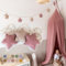 LILIMAUS Sternen Wimpelkette Stoff [mit Goldapplikation in 12 Farben] Wimpelkette Kinderzimmer - 100% Baumwolle Handmade - Wimpelkette Musselin - Hausbett Deko Mädchen & Jungen - Deko Babyzimmer