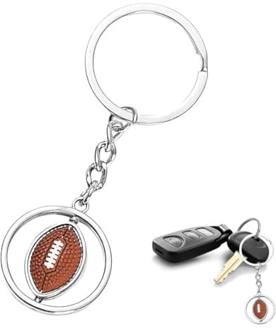 SGERUFZ Rotatable American Football Keychain 3D Design, Ultimate Gift for Football Fans and Players, for Sports Enthusiasts of All Ages (Silver-Colored)