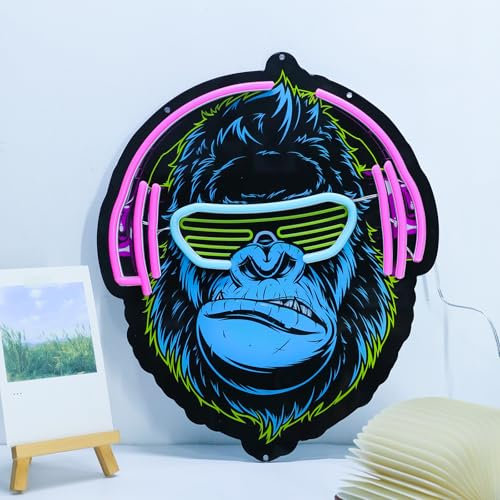 ENUOLI Orangutan Neon Signs, UV Printed Orangutan Neon Lights, LED Orangutan Neon Light for Man Cave,Neon Sign for Game Room Decor, Orangutan Art Wall Decor LED Light up Signs for Bedroom