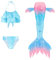 LCpddajlspig Bikini Mädchen 146, Meerjungfrauenflosse Mädchen Mit Bikini Set Schwimmflossen Kinder Meerjungfrau Badeanzug Bikinis Monoflosse Meerjungfrauen Badekleid Badebekleidung Grün 12-13 Jahre
