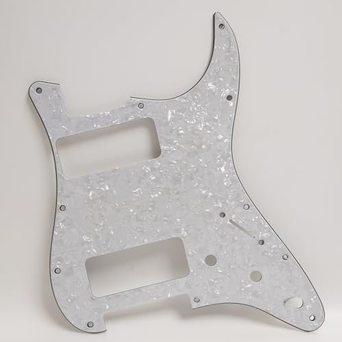Gitarren-Pickguard für Fender Stratocaster Dual P90 Pickup Pickguard Scratch Plate, 11-Loch SSS Strat Pickguard, kompatibel mit USA/Mexico Strat, Custom Guitar Mod Part (4-lagig, weiße Peral)