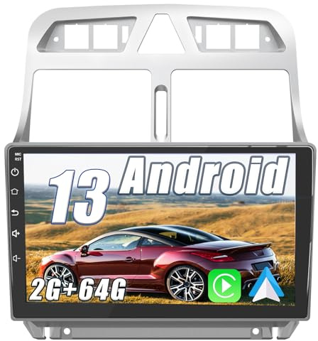 AWESAFE Android 13.0 [2GB+64GB] Radio Coche para Peugeot 307 SW CC 2002-2013 con Carplay Inalámbrico/Android Auto, 9 Pulgadas Pantalla Táctil con WiFi/GPS/FM/RDS/DSP,Apoyo Mandos Volante,Aparcamiento
