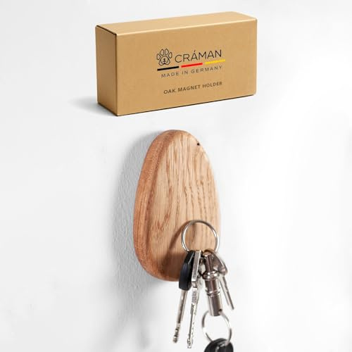 Craman Magnetischer Schlüsselhalter Holz, Eiche Stein-Form, Messerhalter, Schlüsselbrett Wand, Circle Organizer