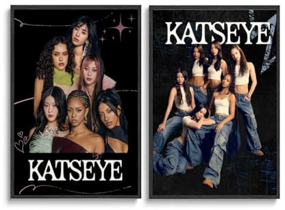 Generisch 2 PCS Katseye Poster Vintage Pop Music Group Cover Posters Für Zimmer, Ästhetische Leinwand-Wandkunst, Schlafzimmer-Dekor 16x24inch(40x60cm)