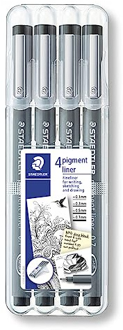 Staedtler Pigment Fineliner Sketch Pen 4/Package Black
