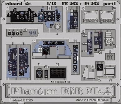 Eduard Accessories FE262 Phantom FGR Mk.2 Model Building Accessories for Hasegawa Kit