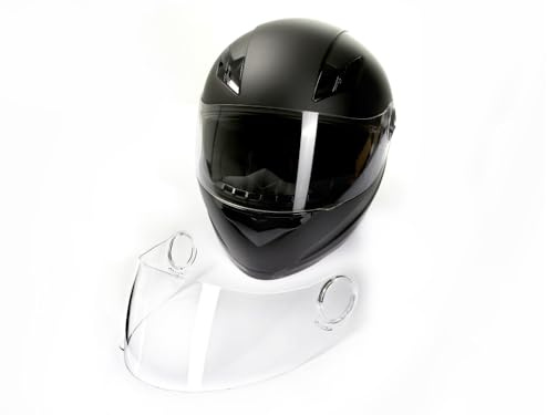 Motorradhelm Integralhelm CMX Blacky XXL schwarz matt mit Visier klar inkl. klarem Ersatzvisier