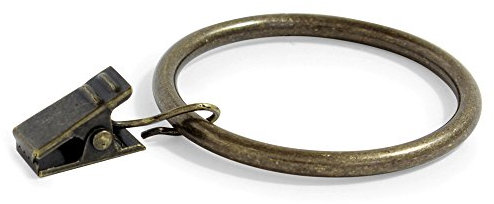 Ivilon Vorhangringe – Set mit 14 dekorativen Gardinenringen, Vorhang-Clip-Ringe mit starken Clips, 5,1 cm Durchmesser, Farbe: antikes Messing
