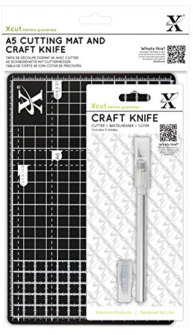 Xcut A5 Cutting Mat And Craft Knife Set, Board Accessories For Craft, Quilting, Sewing, Fabric & Paper Craft, Non Slip Mat, Black/White