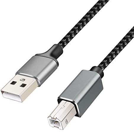 LoongGate Cavo USB lungo per stampante ad alta Velocità - Cavo USB per stampante USB 2.0 Cavo USB tipo A maschio a B maschio per HP, Canon, Dell- 5m - Nero