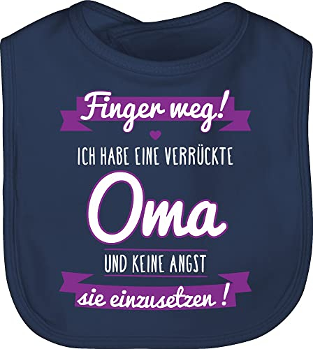 Shirtracer Baby Lätzchen - Sprüche - Finger weg ich habe eine verrückte Oma I - Unisize - Navy Blau - lustige babysachen spruch omi kinderlatz babykleidung mit süßen sprüchen spruche omas kinderlätze