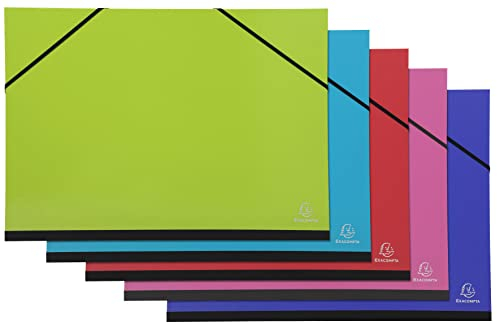 Exacompta 25729E Zeichenmappe Iderama DIN A3 mit Gummibändern innen weißes Papier Rücken aus Leinen Maße 32 x 45 cm Format zum Abheften A3 (297 x 420 mm) 1 Stück Zufallsfarbe