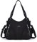 Angelkiss Women Top Handle Satchel Handbags Shoulder Bag Messenger Tote Nylon Material PU Leather Purses Bag (Black-1) …