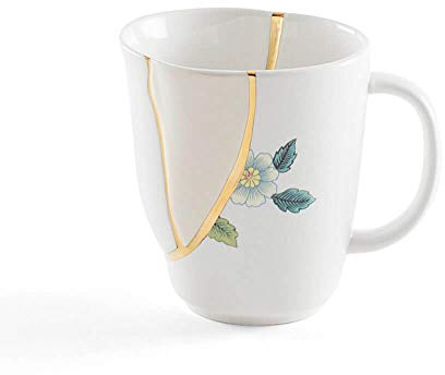 SELETTI Kintsugi Tasse aus Porzellan und 24 Karat Gold, Mod. 1