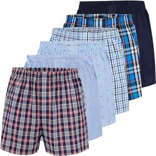 City Life 6er Pack Herren Boxershorts 100% Baumwolle - Atmungsaktive Webboxer, bequem & trocknergeeignet, S-4XL