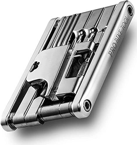 PRO BIKE TOOL 20 in 1 Multitool für unterwegs - Zuverlässig, Kompakt, Leicht - Fahrrad Werkzeug Set für Rennrad & Moutainbike - Massiver Edelstahl, Rostfrei inklusive Tasche