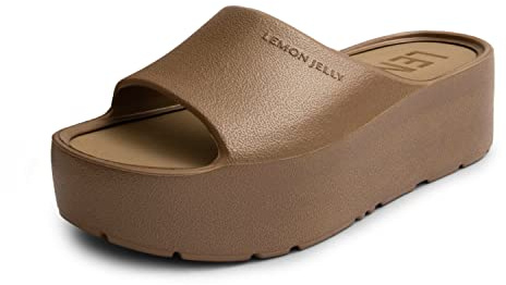 Lemon Jelly Women's Platform Sandals - Cute Water-Friendly Comfort Wedges for the Beach or Casual Wear - Super Lightweight Slip-On Flip Flops for Ladies - Versatile, Chunky Summer Slides