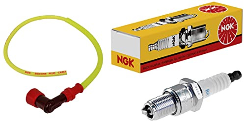 NGK Cappuccio Candela Racing Completo Di Cavo Schermato & Candela Standard (5722) Br9Es, Confezione Da 1 Pezzo