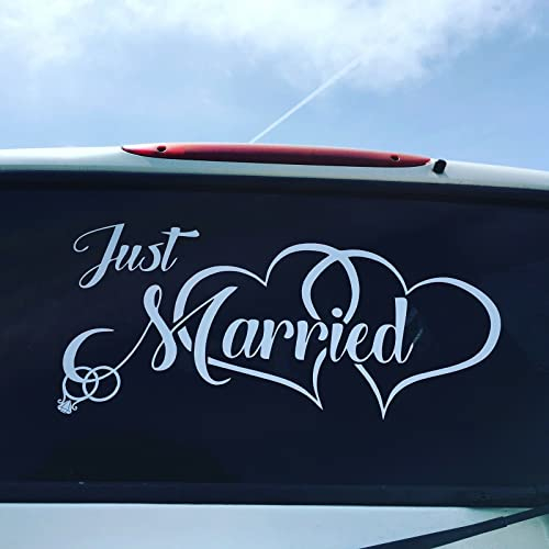 myrockshirt Just Married Autoaufkleber Aufkleber Heckscheibe Lack 60 x 30 cm Sticker Wandtattoo Autoaufkleber