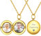 ChicSilver goldener Medaillon Anhänger mit Foto Text Gravur Personalisierter Runde Medaillon Anhänger Liebes Medaillon Amulett mit Gravur