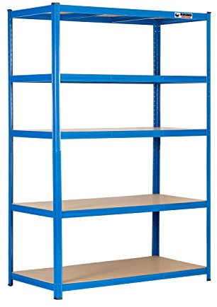 Rhino Racking - 10 Bays - 5 Tier Heavy-Duty Industrial Storage Shelves - Blue - 180x120x60cm