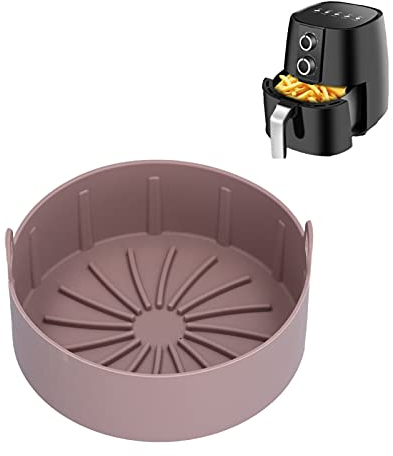 Cesta de Silicona para Freidora de Aire, 16cm - 20 ℃ - 220 ℃ Bandeja de Cesta de Freidora Eléctrica Reutilizable Redonda Accesorio,Repuesto para Revestimientos de Papel(marrón)