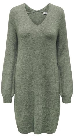 JdY Damen Jdyelanora L/S V-neck Dress Knt Noos Strickkleid, Kalamata /Detail:melange, S EU