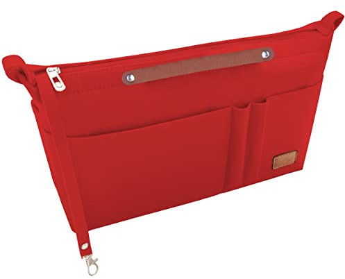 Soyizom Organizer per borsa, organizer per borse, organizer in feltro con cerniera, adatto per Neverfull Speedy Alma ONTHEGO Book Tote e altro (rosso, grande)