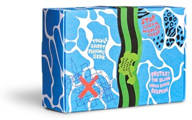 Happy Socks Blaue Socken – Baumwollsocken in lustigen Geschenkboxen – Socken für Damen und Herren, 4 Paar HS474, 36-40