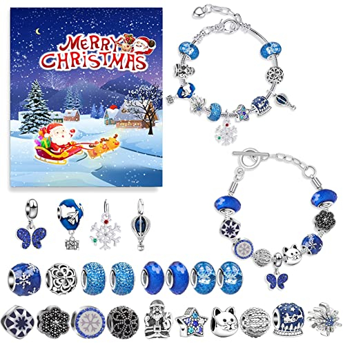 Adventskalender 2022 für Mädchen, Traumfänger-Charm-Armband, Countdown-Kalender, Armbänder, 24 Tage, Weihnachts-Adventskalender, Geschenke für Frauen (Mehrfarbig 5, 17 cm x 20 cm x 1 cm)