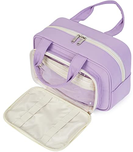 Kulturtasche Damen Gross kulturbeutel Kosmetiktasche Damen Groß Waschtasche Make up Tasche für Herren & Volle Größe(Lila)