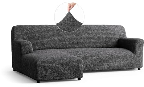 PAULATO - Bezug für Sofas mit linker Halbinsel, Sofabezug Ecksofa L Form Stretch Mikrofaser, kratzfestes und maschinenwaschbares Gewebe, WavyTech-Technologie, Made in Italy - Anthrazit