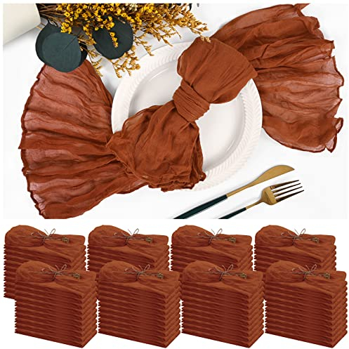 Terrakotta-Käsetuch-Servietten, Gaze-Servietten, Set mit 84 Stück, waschbar, Boho-Tischservietten für Hochzeit, Party, Babyparty, Geburtstag, Party, Dekorationen, 50,8 x 50,8 cm