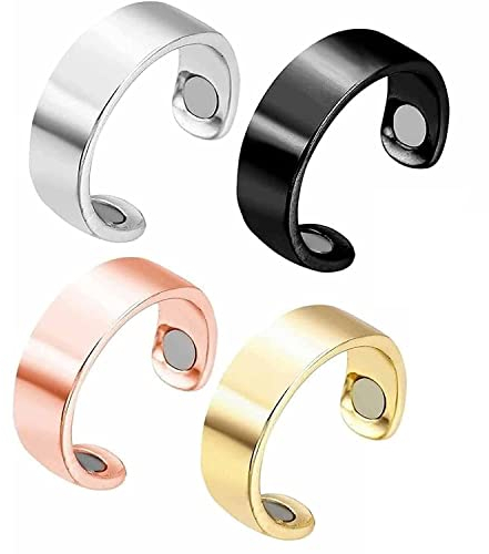 4PCS HealthGo Blutdruckregelungsring,Blutdruckreglerring,Blutdruckring,Blutzuckerkontrollring, Magnetischer Lymphdrainage-Therapeutischer Ring,Magnetisches Lymph Armband,Verstellbar Magnet Ring (A)