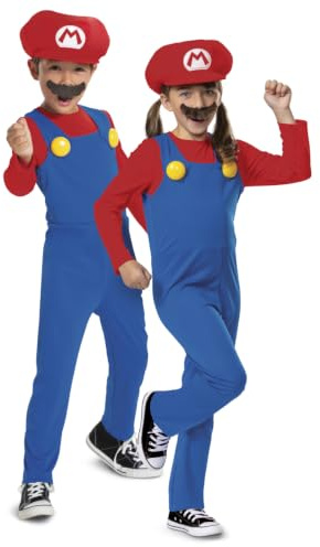 Disguise Super Mario Bros. Mario Kinderkostüm Fancy, offiziell lizenziert, bequeme Passform und detailreiches Design, Größe XS 3 bis 4