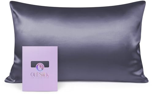 OLESILK Seidenkissenbezug 50x70cm Haar- und Hautpflege Holzkohle, 19 Momme | 100% echte Maulbeerseide, weich & hautfreundlich, weichkühlend, farbecht, verdeckter Reißverschluss, Öko-Tex, 1 Stück.